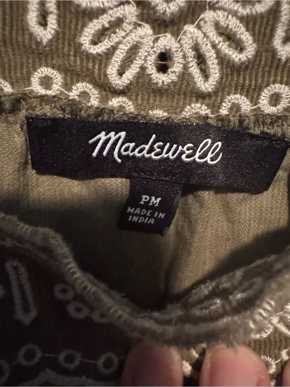Madewell Embroidered Corduroy Square-Neck Mini Dress Size Medium Petite - Picture 6 of 7